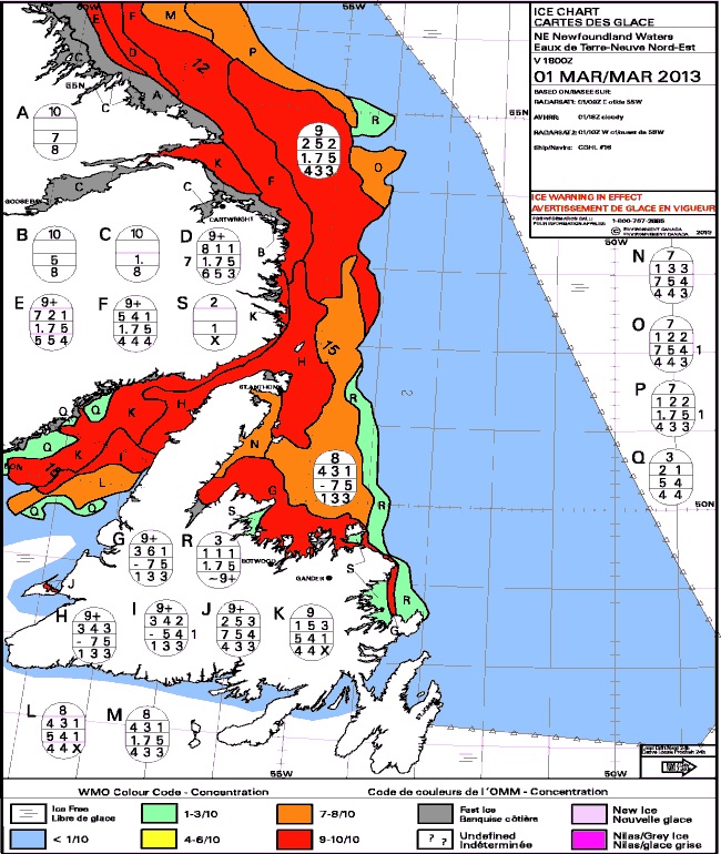 A container ship enroute from Montreal to England was stopped by ice in the Strait of Belle Isle