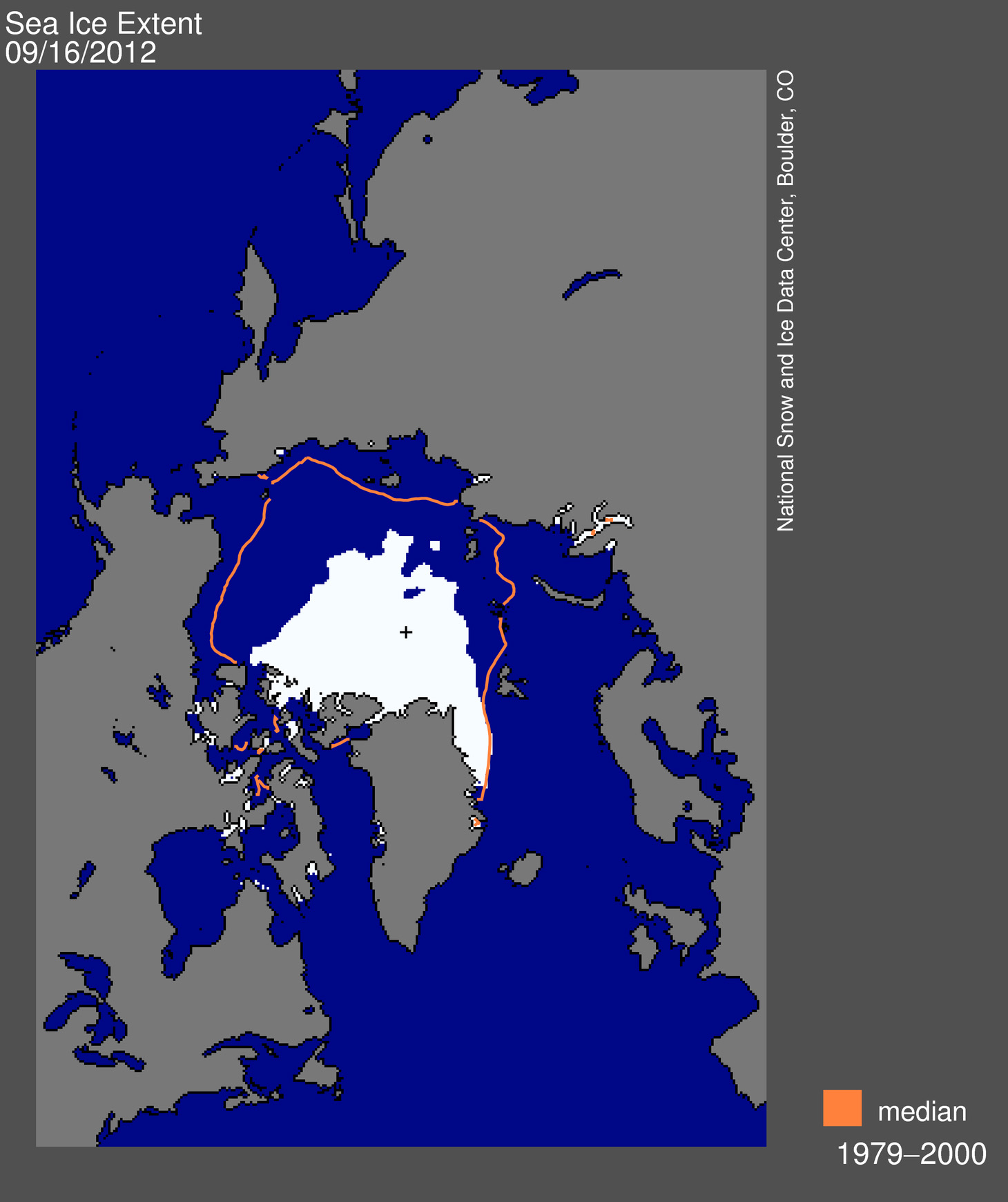 Arctic sea ice extent for September 16, 2012