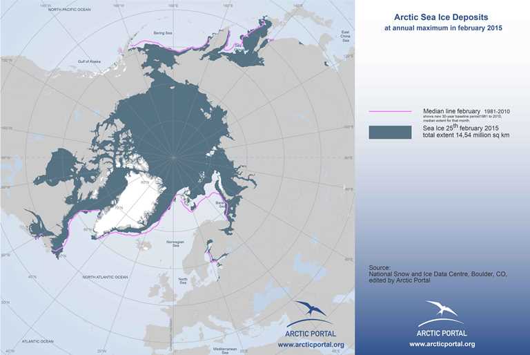 Arctic Portal Map - Arctic Sea Ice Extent February 2015