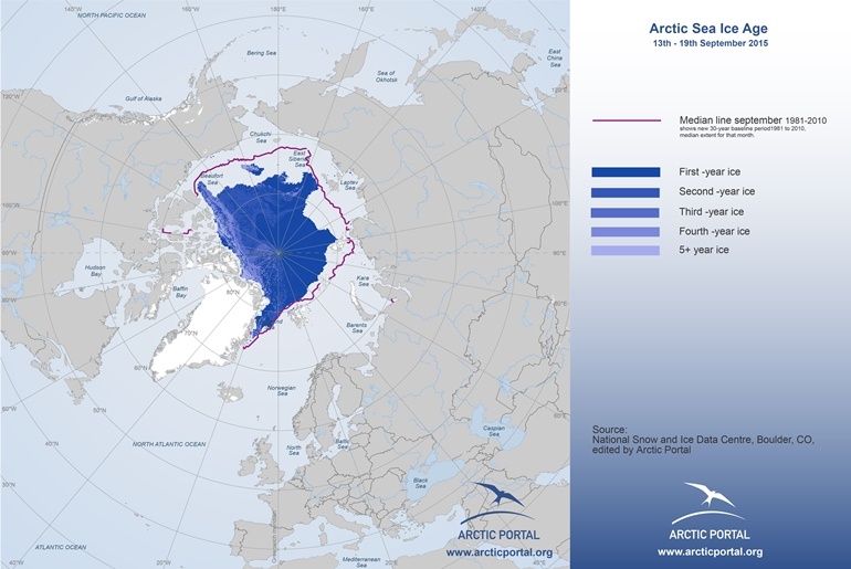 Arctic Portal Map - Arctic Sea Ice Age September 2015