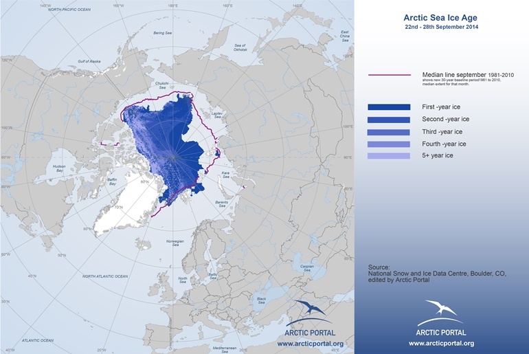 Arctic Portal Map - Arctic Sea Ice Age September 2014
