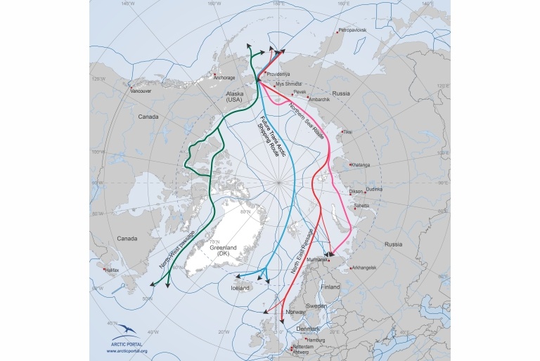 Arctic Portal Map - Arctic Sea Routes, NEP and EEZs