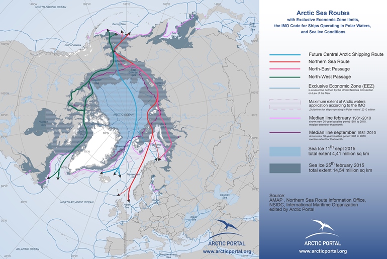 Arctic Sea Routes map