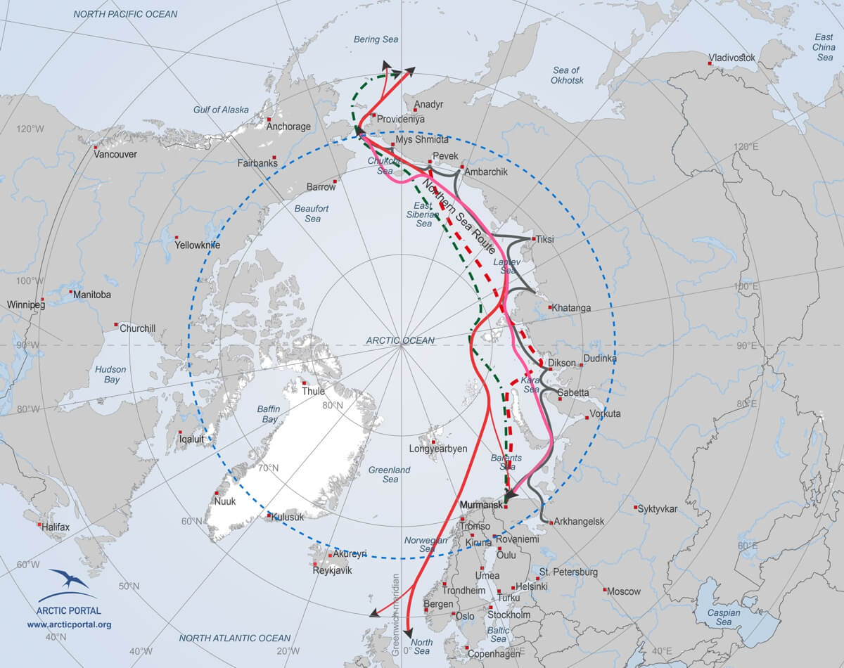 Northern Sea Route by the coast of Russia