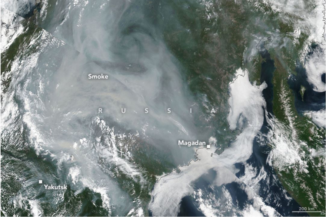 Satellite images of fires in Siberia - Republic of Sakha (Yakutia)