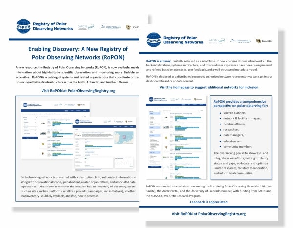 RoPON - Registry of Polar Observing Networks