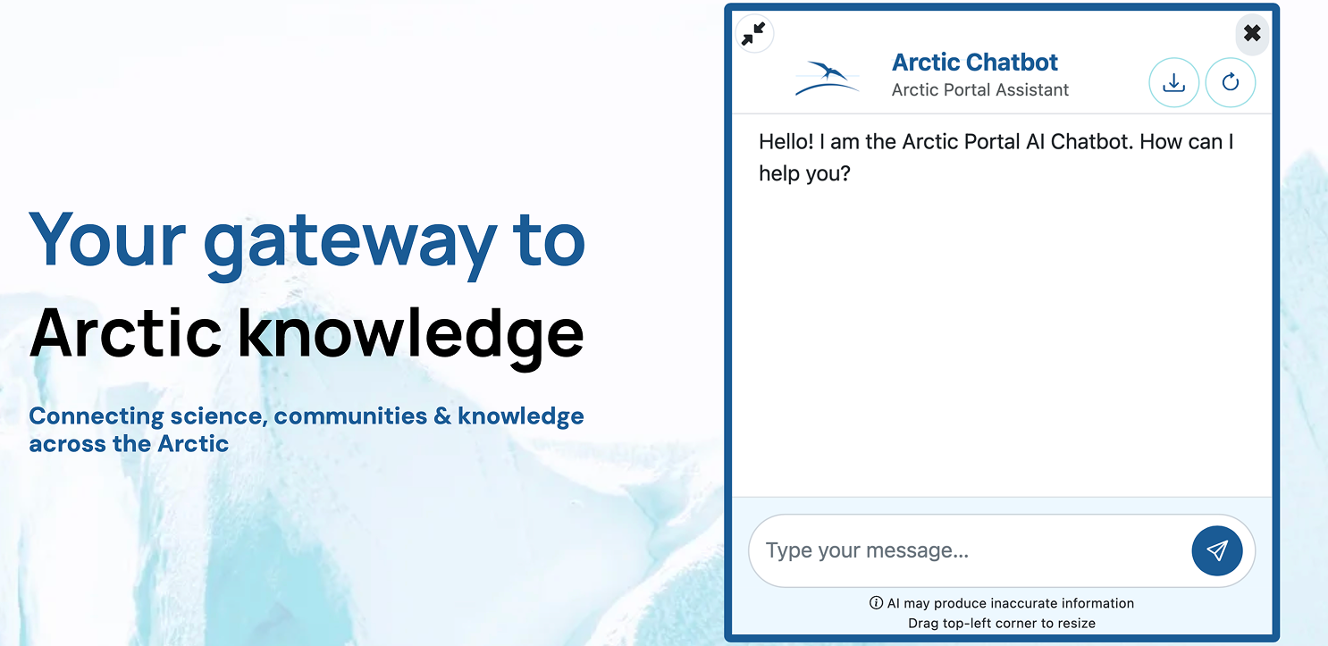 Arctic Portal AI Assistant on the homepage