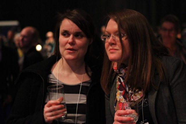 Leena and Magdalena during the opening reception