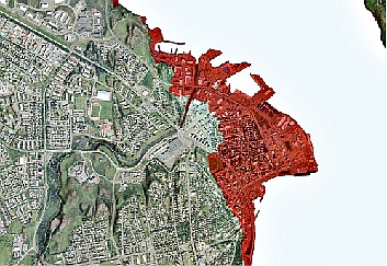 Akureyri if sea levels rise 6m.