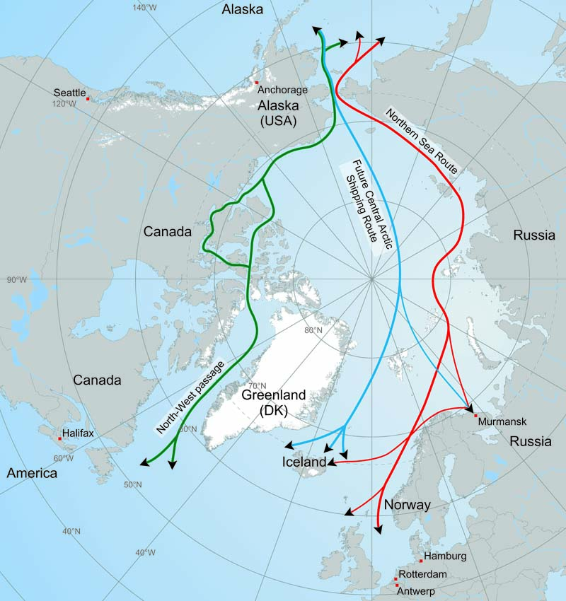 Map of the Arctic Shipping Routes