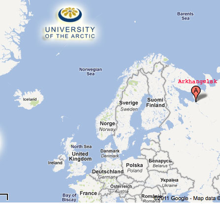 Arkhangelsk on a map