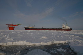 Cargo ship in the arctic