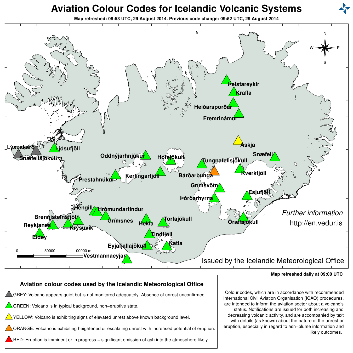 volcano status, 29.08.2014