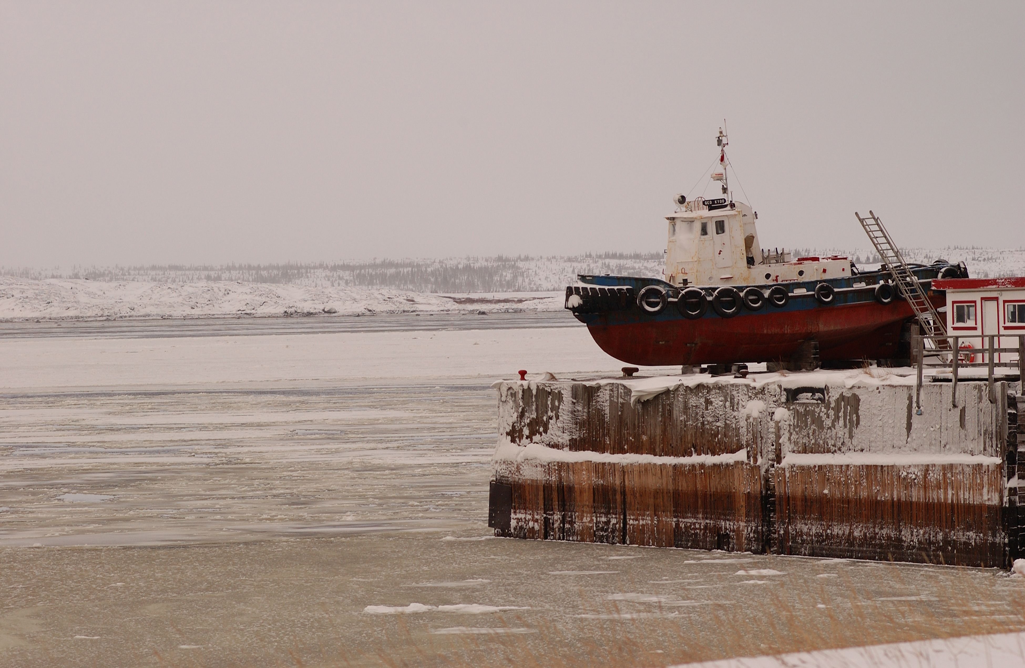 Ship in a dock in the arctic