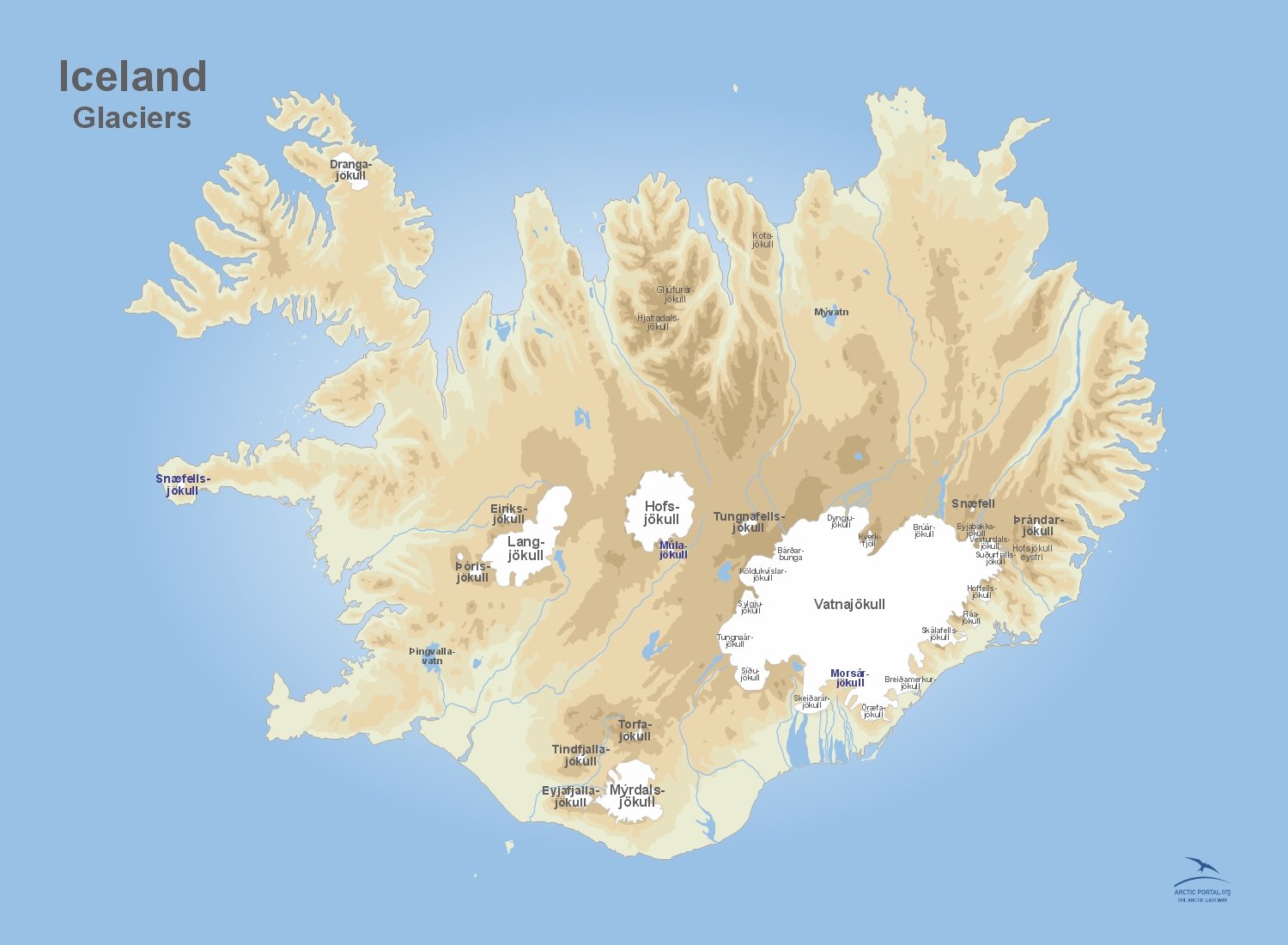 Iceland glaciers map