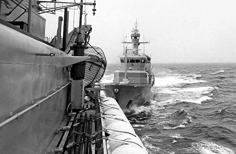 Icelandic patrol ships nears an English trawler