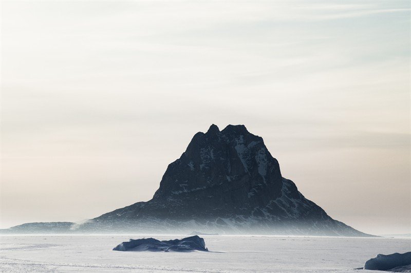 Foggy peak in Uummannaq, Greenland